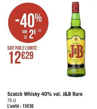 Géant Casino J&b scotch whisky 40% vol. rare offre