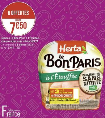 Géant Casino Herta jambon le bon paris à l’étouffée conservation sans nitrite offre