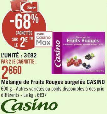 Géant Casino Casino mélange de fruits rouges surgelés offre