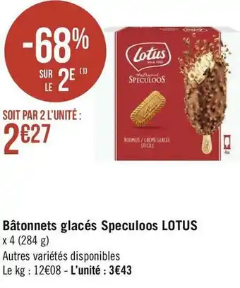 Géant Casino Lotus bâtonnets glacés speculoos offre