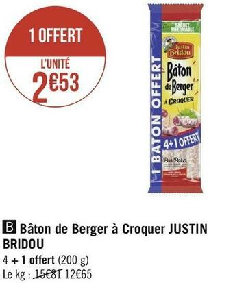 Géant Casino Justin bridou bâton de berger à croquer offre