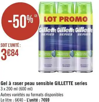 Gillette gel à raser peau sensible series