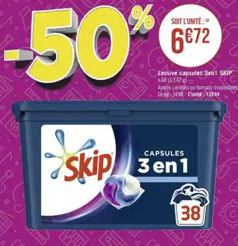 Géant Casino Skip lessive capsules 3en1* offre