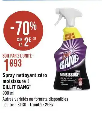 Géant Casino Cillit bang spray nettoyant zéro moisissure !* offre