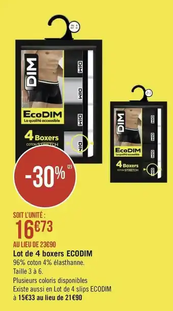 Ecodim lot de 4 boxers