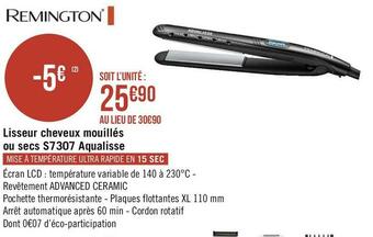 Remington lisseur cheveux mouillés ou secs s7307 aqualisse