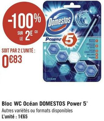 Géant Casino Domestos bloc wc océan power 5* offre
