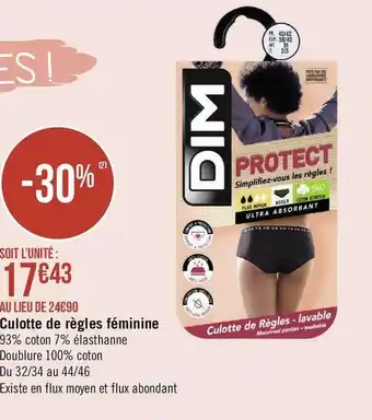 Géant Casino Dim culotte de règles féminine offre