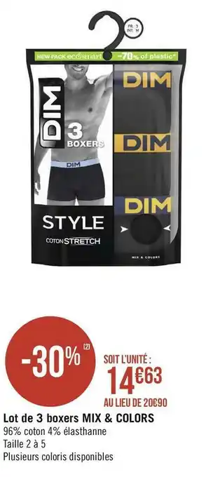 Géant Casino Dim lot de 3 boxers mix & colors offre