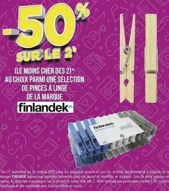 Géant Casino Finlandek bon plan sur une selection de pinces a linge de la marque finlandek offre