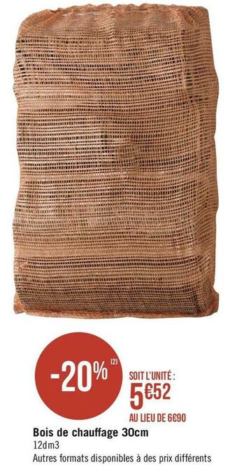 Géant Casino Bois de chauffage 30cm offre