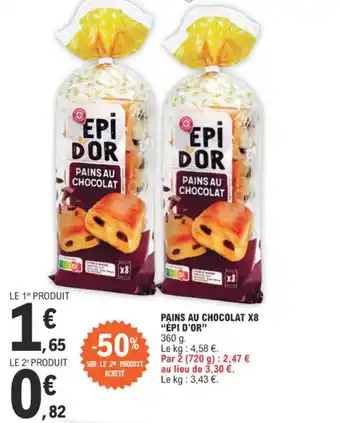 E.Leclerc PAINS AU CHOCOLAT X8 ÉPI D'OR" offre