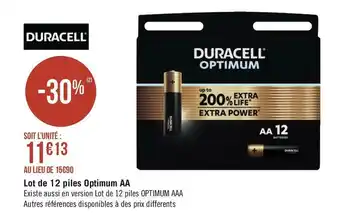 Duracell lot de 12 piles optimum aa