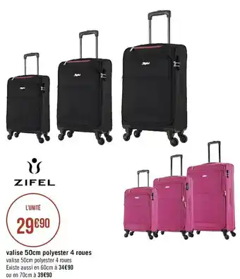 Géant Casino Zifel valise 50cm polyester 4 roues offre