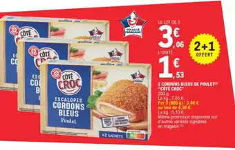 E.Leclerc 2 CORDONS BLEUS DE POULET CÔTÉ CROC offre