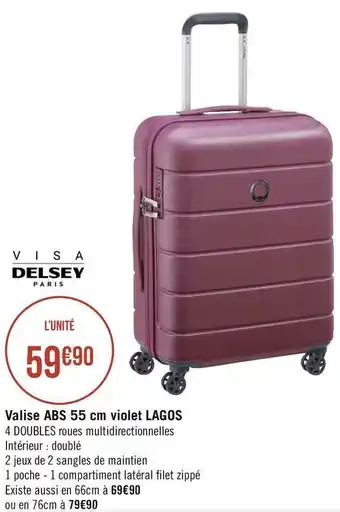 Delsey valise abs 55 cm violet lagos