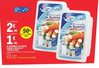 E.Leclerc 30 BÂTONNETS DE SURIMI SAVEUR CRABE MSC offre
