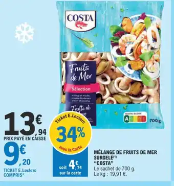 E.Leclerc MÉLANGE DE FRUITS DE MER SURGELÉ COSTA offre