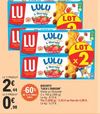 E.Leclerc BISCUITS LULU L'OURSON offre
