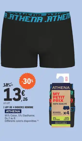 E.Leclerc I LOT DE 4 BOXERS HOMME offre