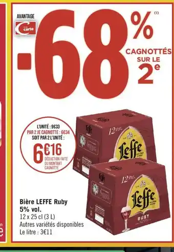 Géant Casino Bière LEFFE Ruby offre