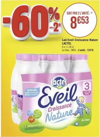 Géant Casino Lait Eveil Croissance Nature LACTEL offre