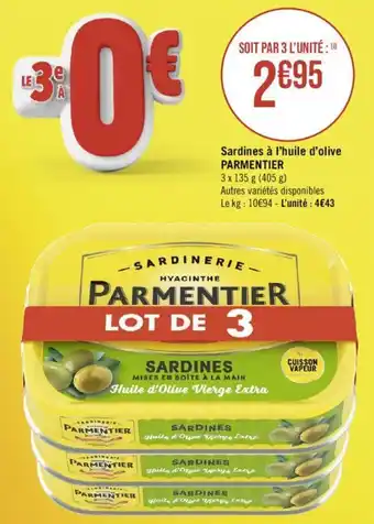 Géant Casino Sardines à l'huile d'olive PARMENTIER offre