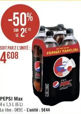 Géant Casino PEPSI Max 4 x 1,5 L (6L) offre