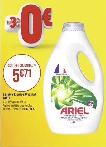 Géant Casino Lessive Liquide Original ARIEL* offre