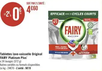 Géant Casino Tablettes lave-vaisselle Original FAIRY Platinum Plus* offre