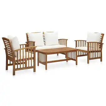 Bricorama vidaXL Salon de jardin 4 pcs avec coussins Bois d'acacia solide offre