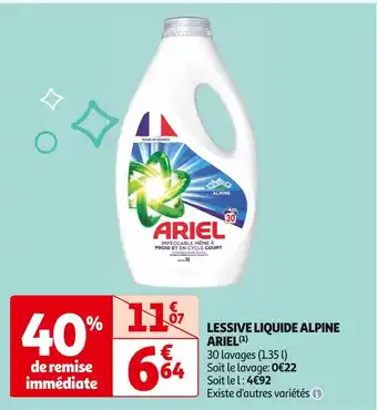 Auchan Supermarché ARIEL LESSIVE LIQUIDE ALPINE (1) offre