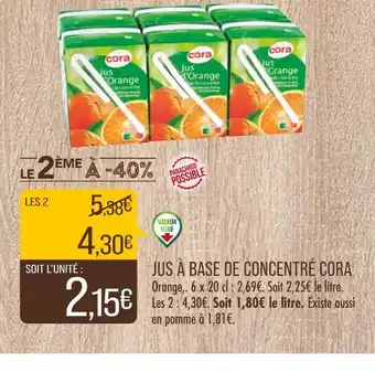 Match CORA JUS À BASE DE CONCENTRÉ offre