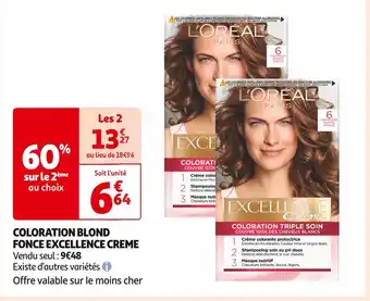 Auchan Supermarché L'ORÉAL COLORATION BLOND FONCE EXCELLENCE CREME offre