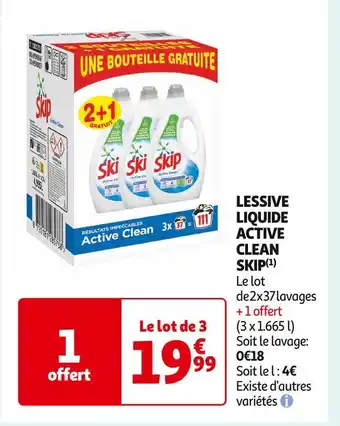 Auchan Supermarché SKIP LESSIVE LIQUIDE ACTIVE CLEAN (1) offre