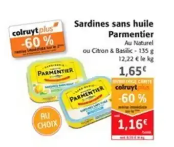 Colruyt Sardines sans huile parmentier offre