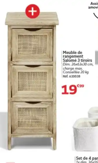 Gifi Meuble de rangement Salomé 3 tiroirs offre