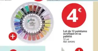 Gifi Lot de 12 peintures acrylique et sa palette 12 ml offre