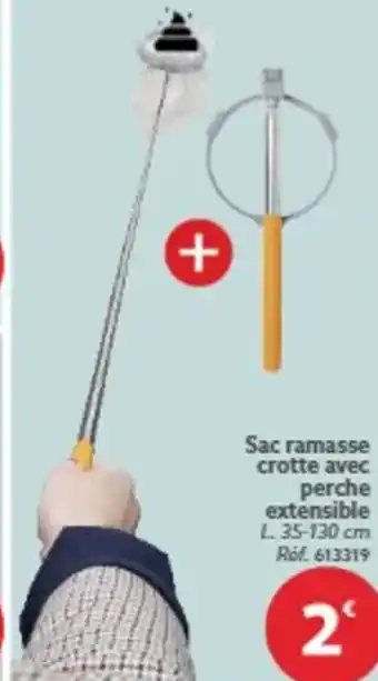 Sac ramasse crotte avec perche extensible