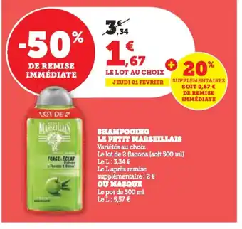 Hyper U SHAMPOOING LE PETIT MARSEILLAIS offre