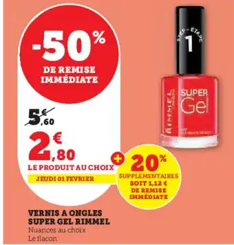 Hyper U VERNIS A ONGLES SUPER GEL RIMMEL offre