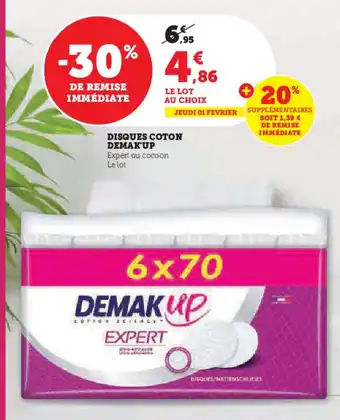 Hyper U DISQUES COTON DEMAK'UP offre
