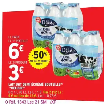 E.Leclerc LAIT UHT DEMI ÉCRÉMÉ BOUTEILLE DÉLISSE" offre