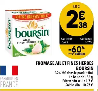 Supeco Fromage ail et fines Herbes Boursin offre