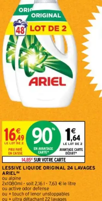 Intermarché Contact LESSIVE LIQUIDE ORIGINAL 24 LAVAGES ARIEL offre