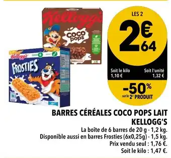 Supeco Barres Cérèales coco pops lait Kellogg's offre