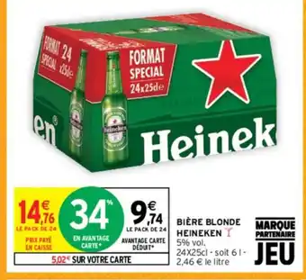 Intermarché Contact 4 BIÈRE BLONDE HEINEKEN I 5% vol. offre