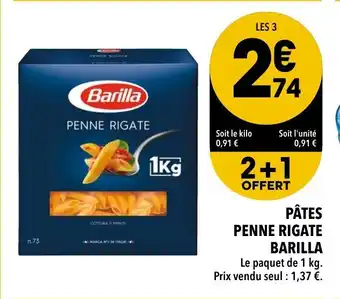 Supeco Pâtes penne rigate Barilla offre