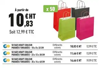 Bureau Vallée Sac kraft couleur - poignées torsadées offre