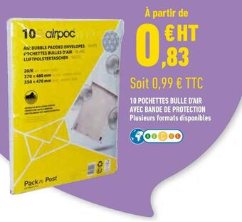 10 pochettes bulle d’air avec bande de protection